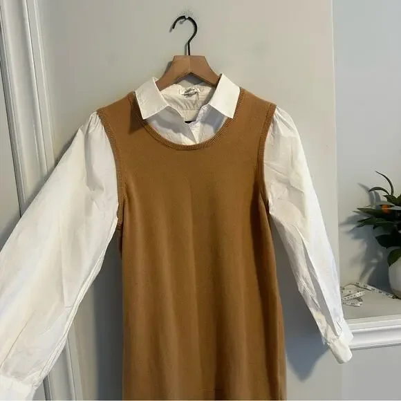 Tuckernuck Tyler Boe Tan Camel Cashmere White Long Sleeve Mini Dress XS - Picture 10 of 12